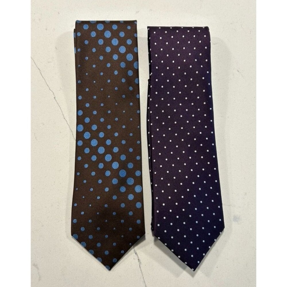 Set of 2 The Tie Bar Men's Polka Dot Silk Neck Ties